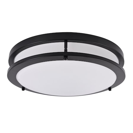 Eenergeticlighting 14'' Brushed Nickel Flush Mount Light Selectable LED Round Double Ring Ceiling light Dimmable Black FMB01R17E93050-TF-BK